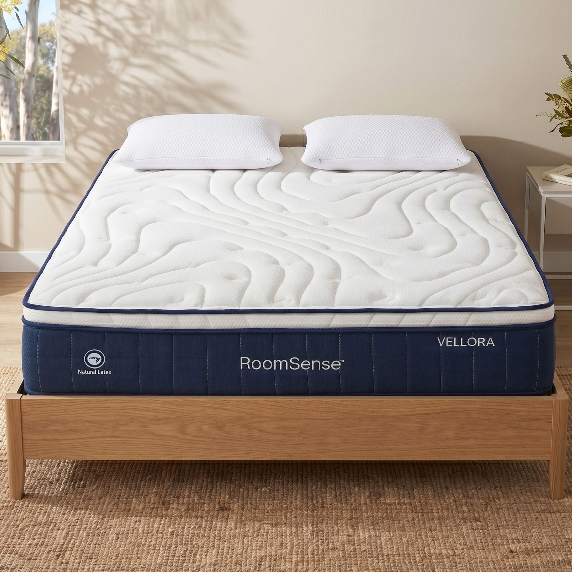 Queen 30cm Medium Firm Latex Mattress with 2 Gel Cooling Pillows