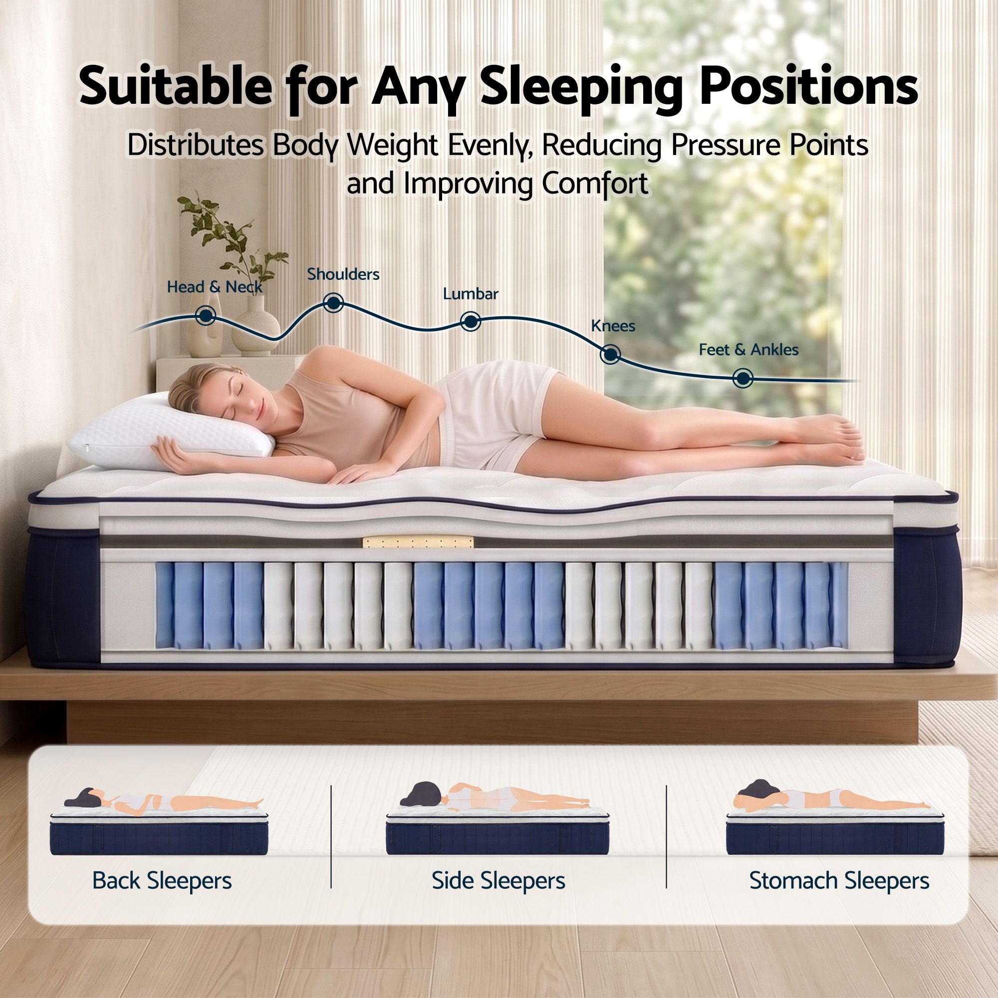 Queen 30cm Medium Firm Latex Mattress with 2 Gel Cooling Pillows