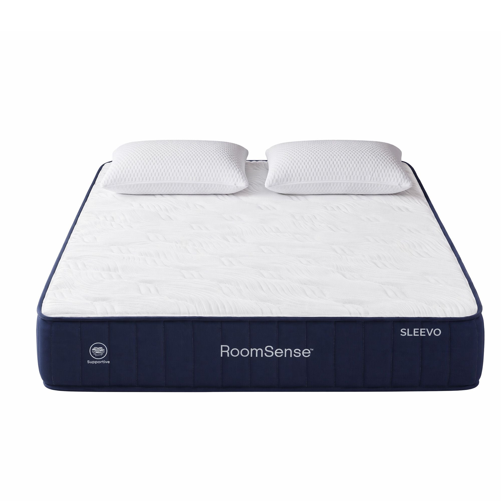 Queen 30cm Medium Firm Latex Mattress Bundle with 2 Cooling Pillows - White