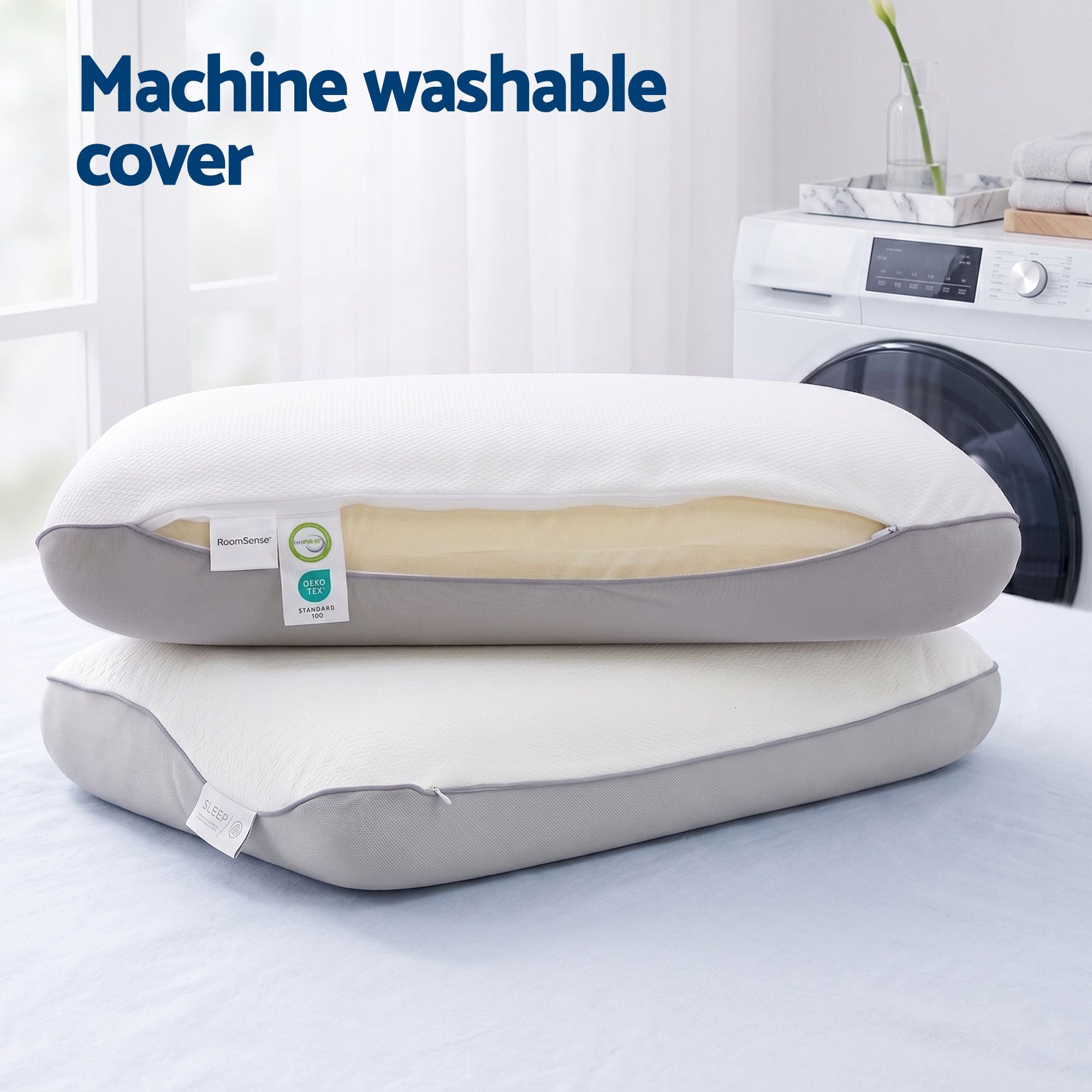 Reversible Dual-Sided Memory Foam Pillow, Ice-Cooling & Warm Fabric Sides, 55D Ultra-High Density Ergonomic Contour Pillow for Neck Pain Relief, Back & Side Sleepers