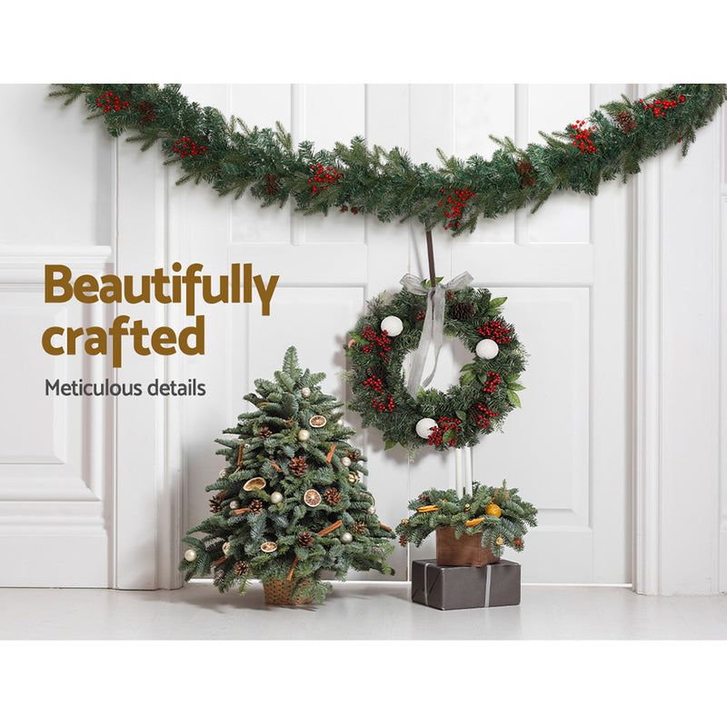 Christmas Garland with Wreath Set LED Lights Xmas Tree Decor-6