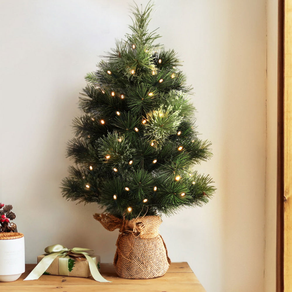 Christmas Tree 60CM Mini Tabletop 8 Light Modes Timer Xmas Tree
