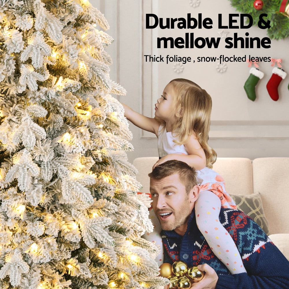 Christmas Tree 2.1m Flocking Pencil Tree LED Xmas 860 Tips White