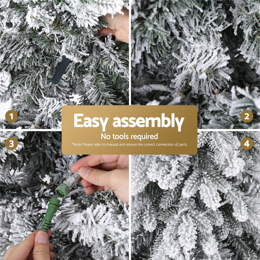 Christmas Tree 2.1m Flocking Pencil Tree LED Xmas 860 Tips White