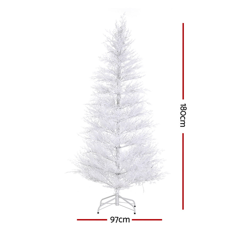 6FT / 1.8M Christmas Tree – Sparse White – 622 Tips pre-lit with 200 multi-colour LED lights on a metal stand