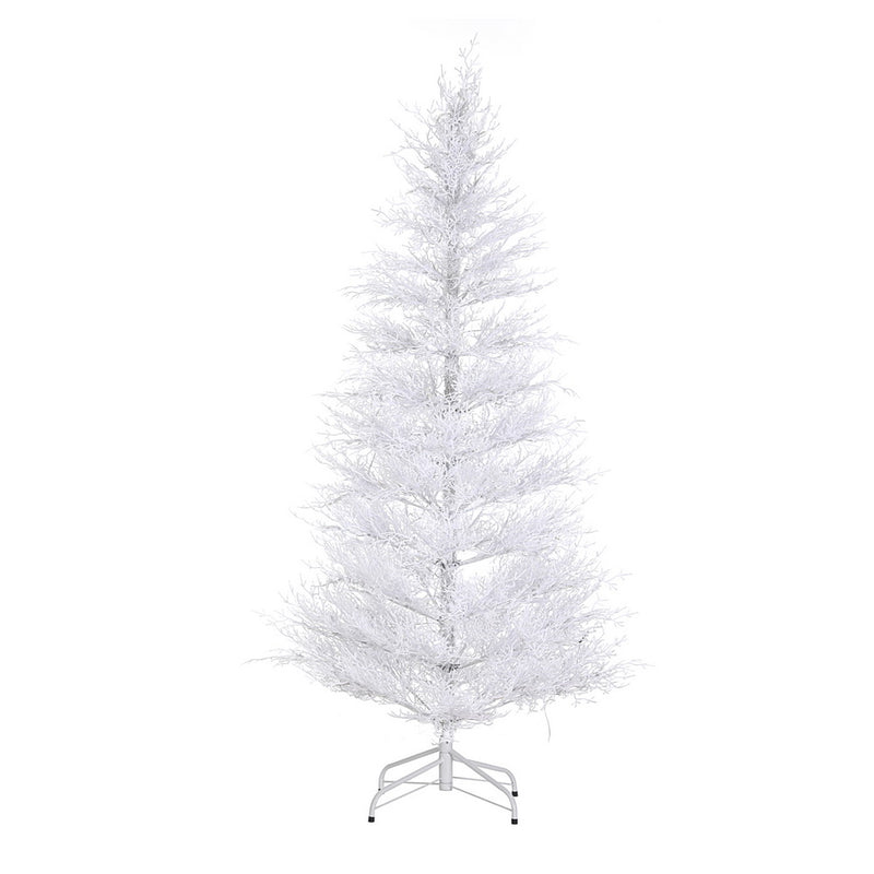 6FT / 1.8M Christmas Tree – Sparse White – 622 Tips – Pre-lit 200 Multi-Colour LED Lights with metal stand on white background