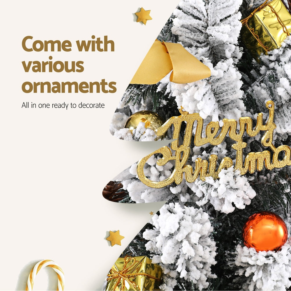 Tabletop Christmas Tree 60CM Snowy Xmas Tree Tree Topper Ornaments