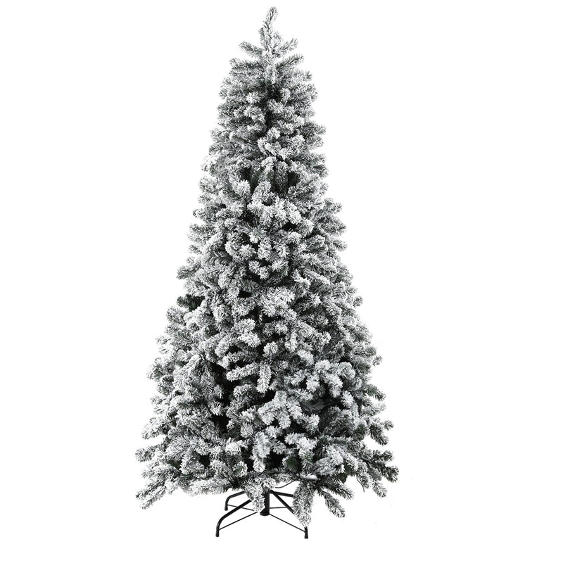 6FT / 1.8M Snow Flocked Christmas Tree – 828 Tips – Pre-lit 350 Warm White LED Lights (8 Modes) on metal stand