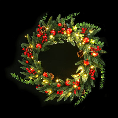 Christmas Wreath 60CM LED Garland Berries Pine Cones Party Decor