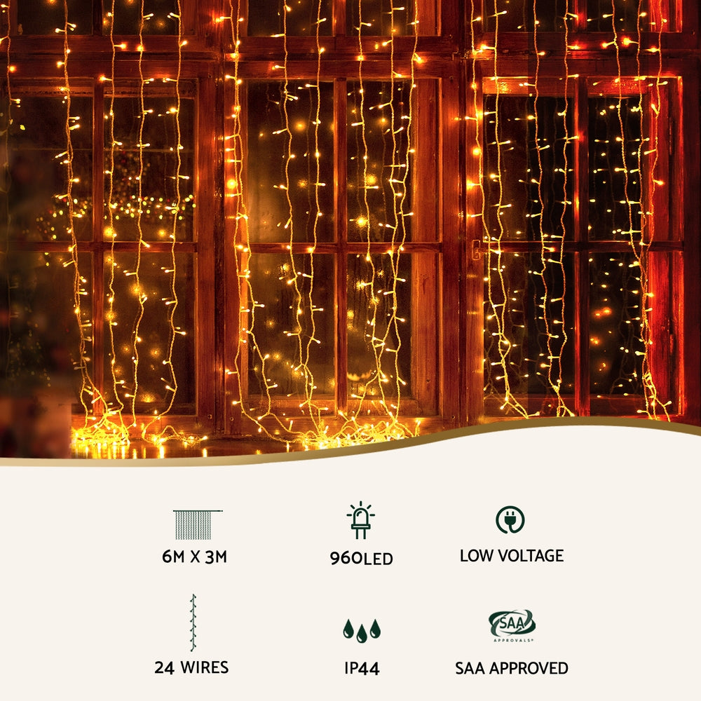 3X6M Christmas Lights Curtain Light 960 LED RGB Remote