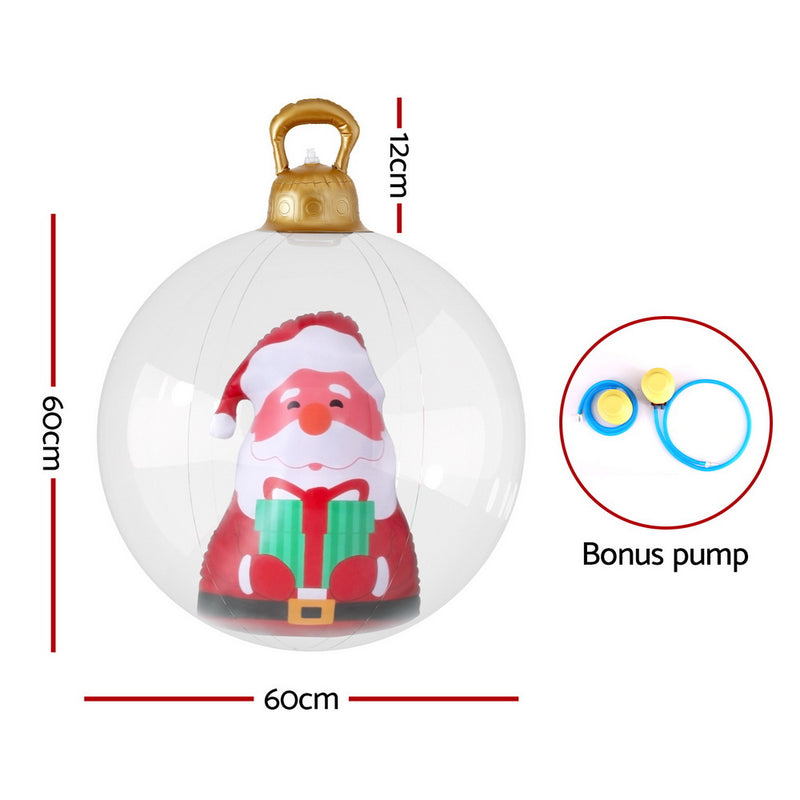 Christmas Inflatable Ball 60cm Santa Decoration Giant Bauble Clear-2