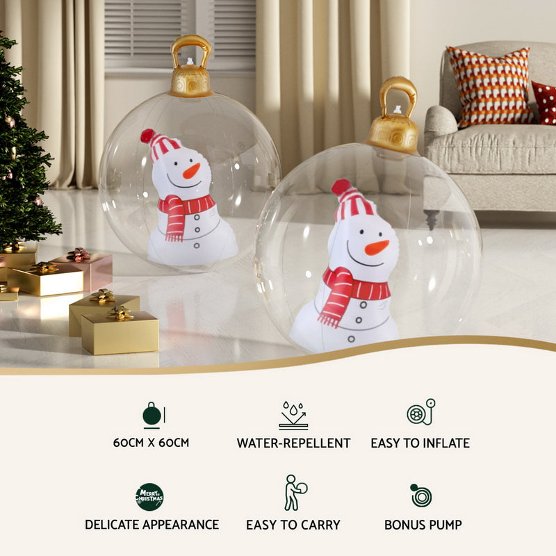Christmas Inflatable Ball 60cm Snowman Decoration Giant Bauble-4