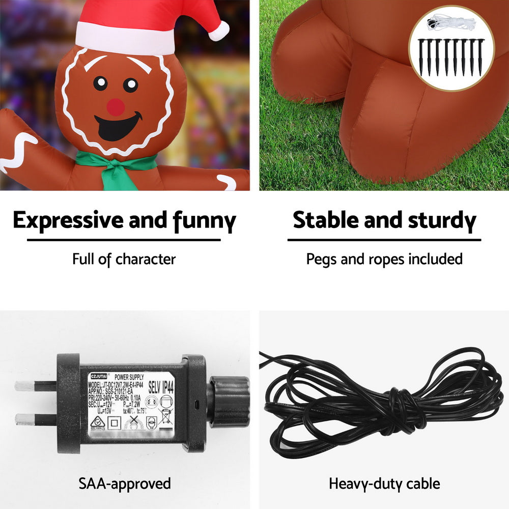 Christmas Inflatable Gingerbread Man 1.5M Height LED Decorations Illuminated