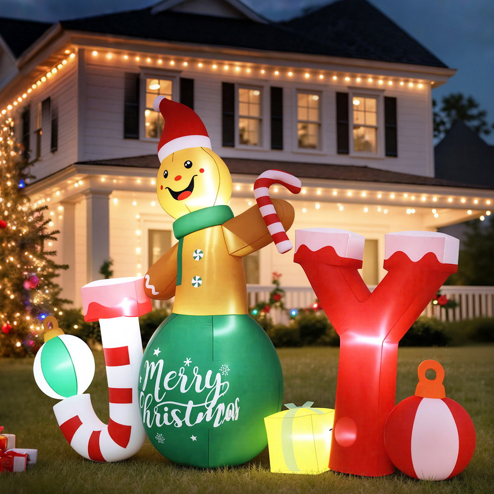 Christmas Inflatable Gingerman Joy 3M Long Outdoor Decorations Illuminated