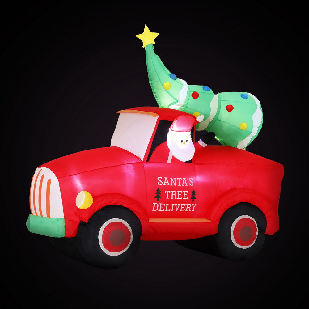 Christmas Inflatable Santa Truck 1.6M Height LED Decorations Illuminated