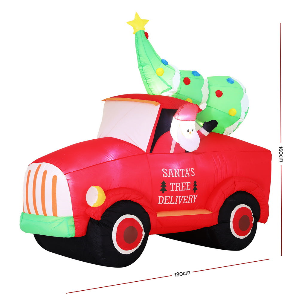 Christmas Inflatable Santa Truck 1.6M Height LED Decorations Illuminated