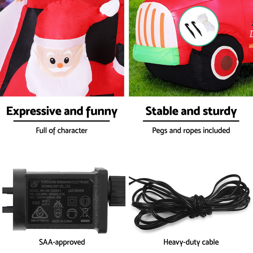 Christmas Inflatable Santa Truck 1.6M Height LED Decorations Illuminated