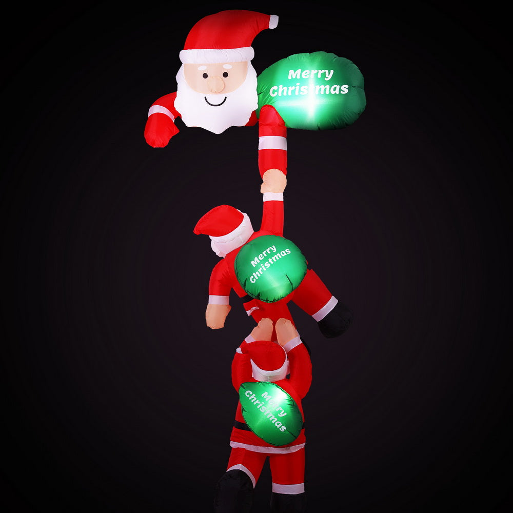 Christmas Inflatable Climbing Santa 2.5M Height LED Decorations Illuminated