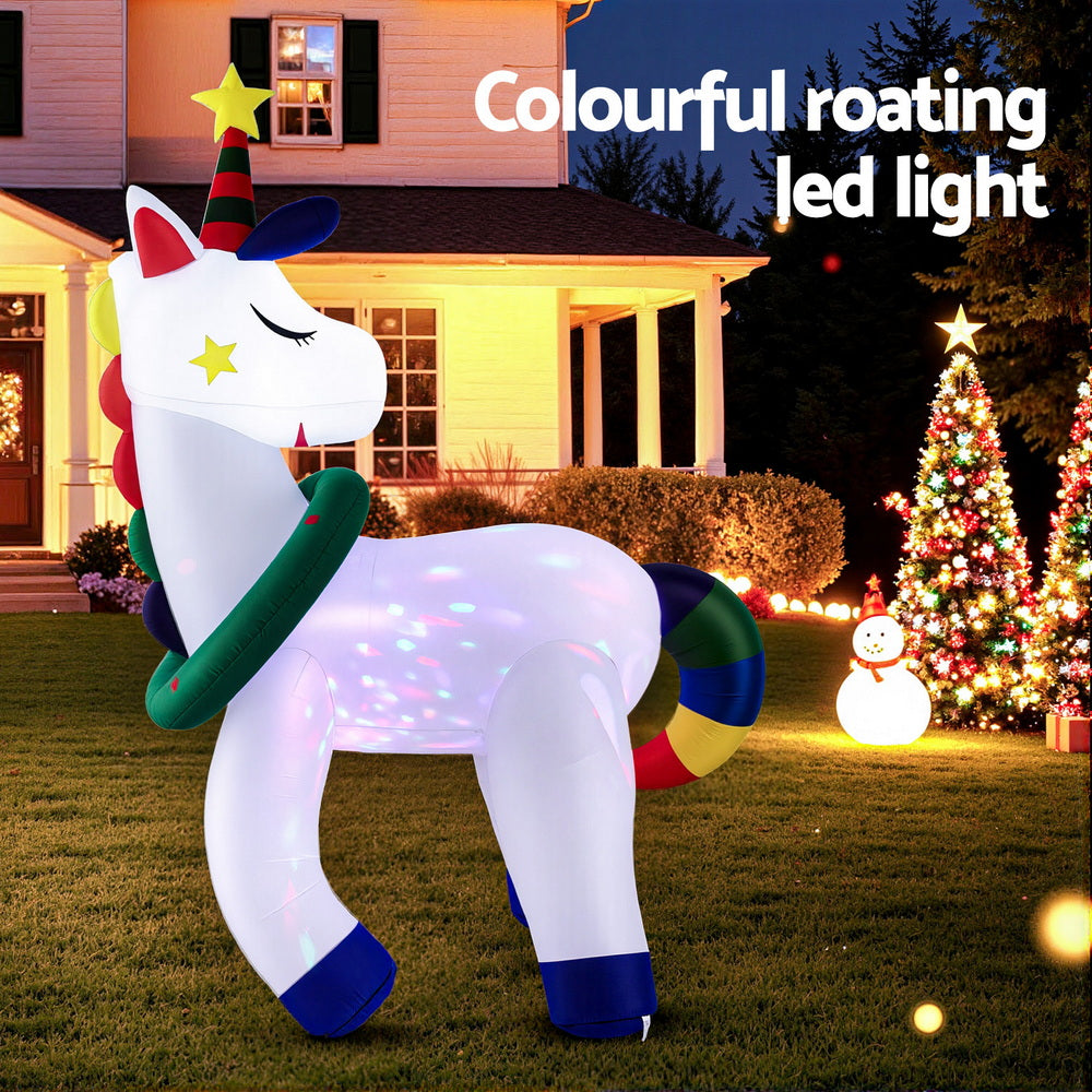 Christmas Inflatable Unicorn 1.8M Tall Outdoor Decorations Illuminated