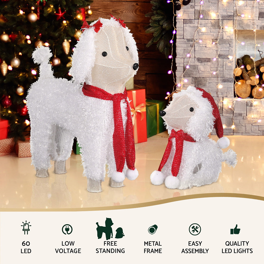 Christmas Lights 60 LED Fairy Light 2pcs Dog Decorations Set