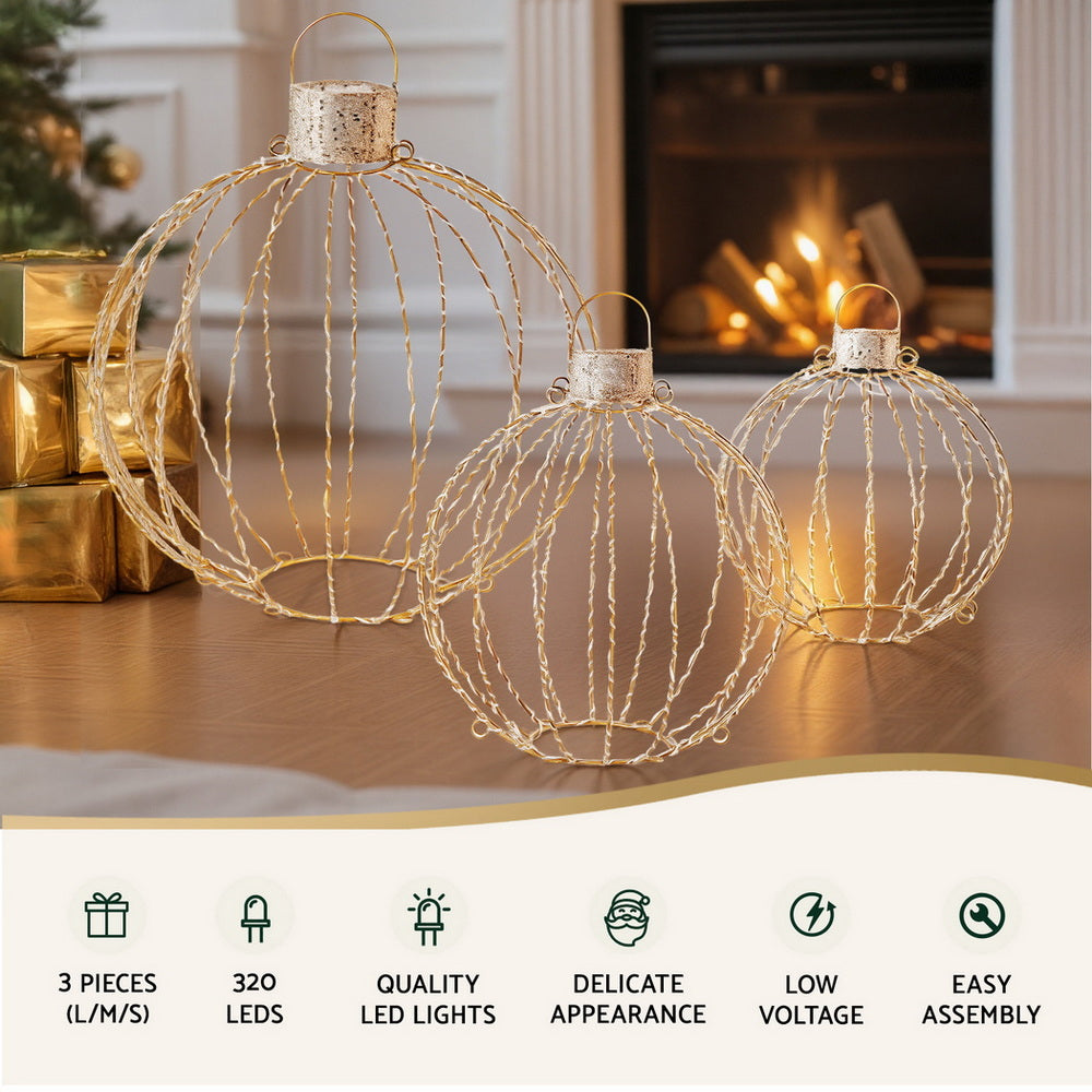 Christmas Lights 320 LED Fairy Light 3pcs Ball Decorations Set