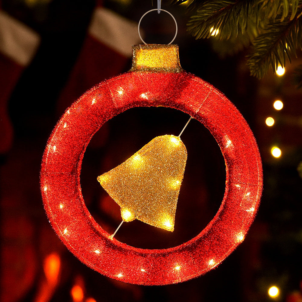 Christmas Lights 60cm Motif 30 LED Bell Wreath Xmas Decorations