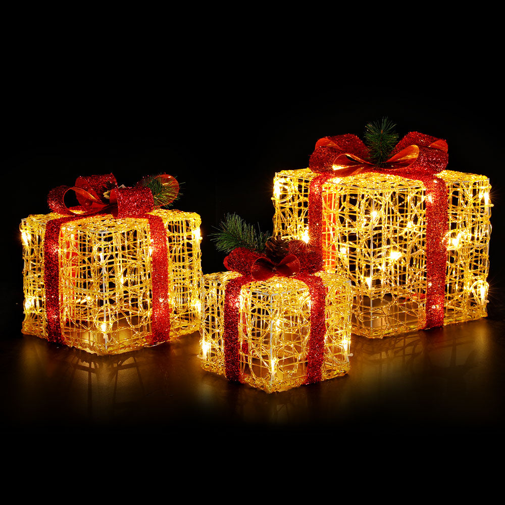 3 PCS Christmas Lights Gift Box Set Set 48 LED Decorations