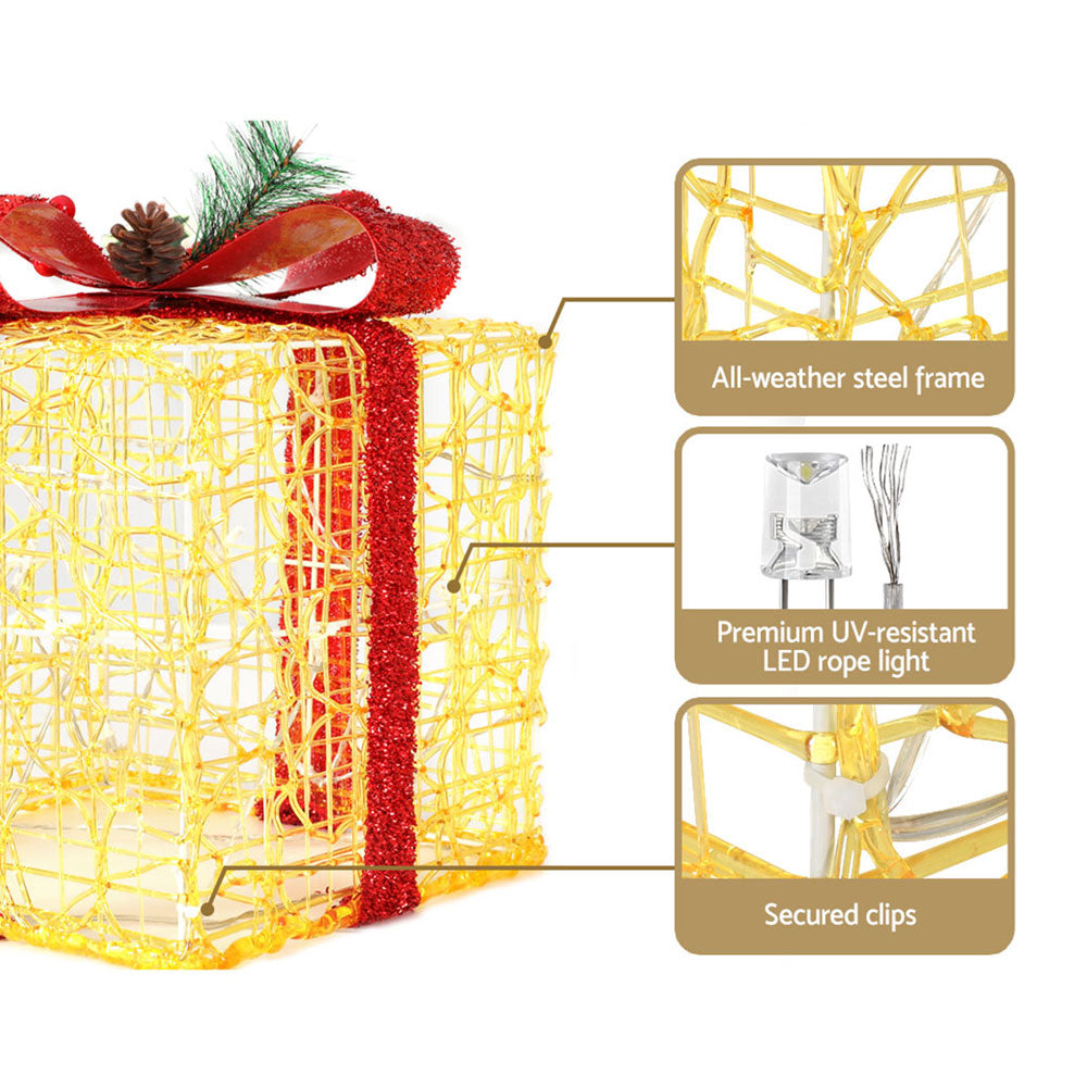 3 PCS Christmas Lights Gift Box Set Set 48 LED Decorations