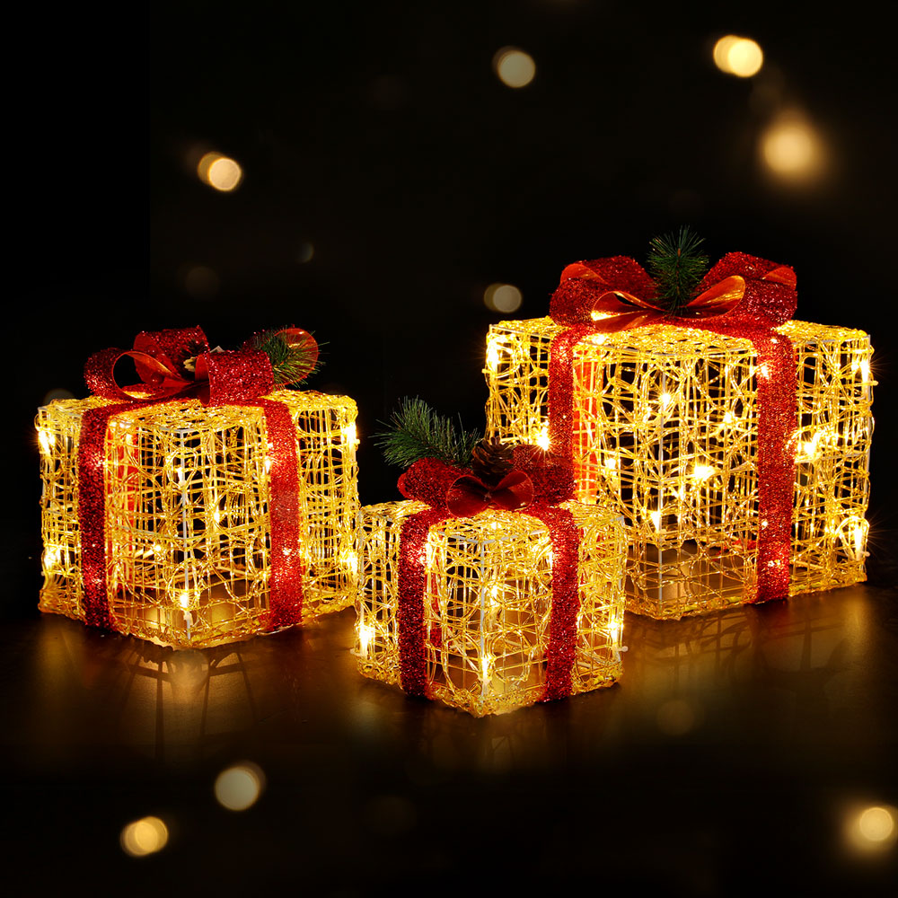 3 PCS Christmas Lights Gift Box Set Set 48 LED Decorations