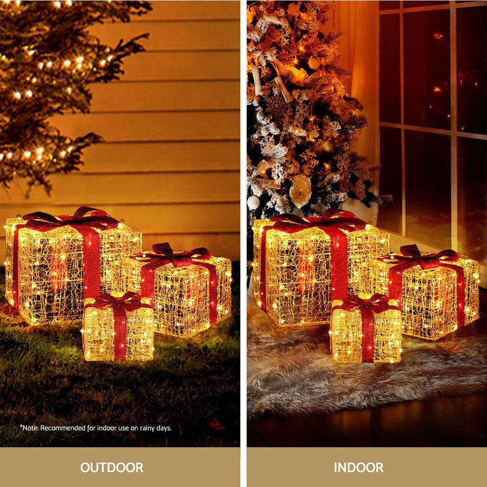 3 PCS Christmas Lights 240 LED Fairy Light Gift Box Decorations
