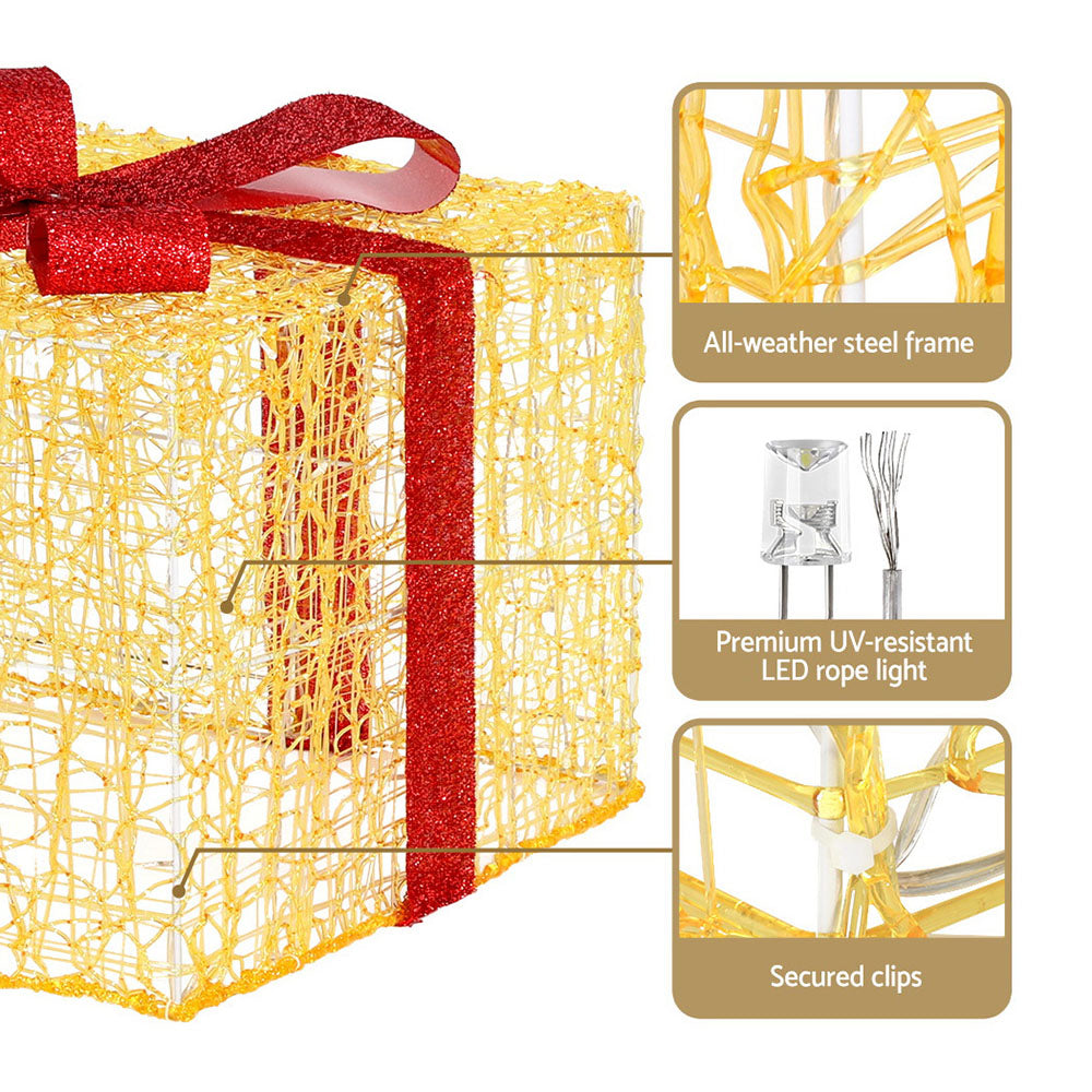 3 PCS Christmas Lights 240 LED Fairy Light Gift Box Decorations