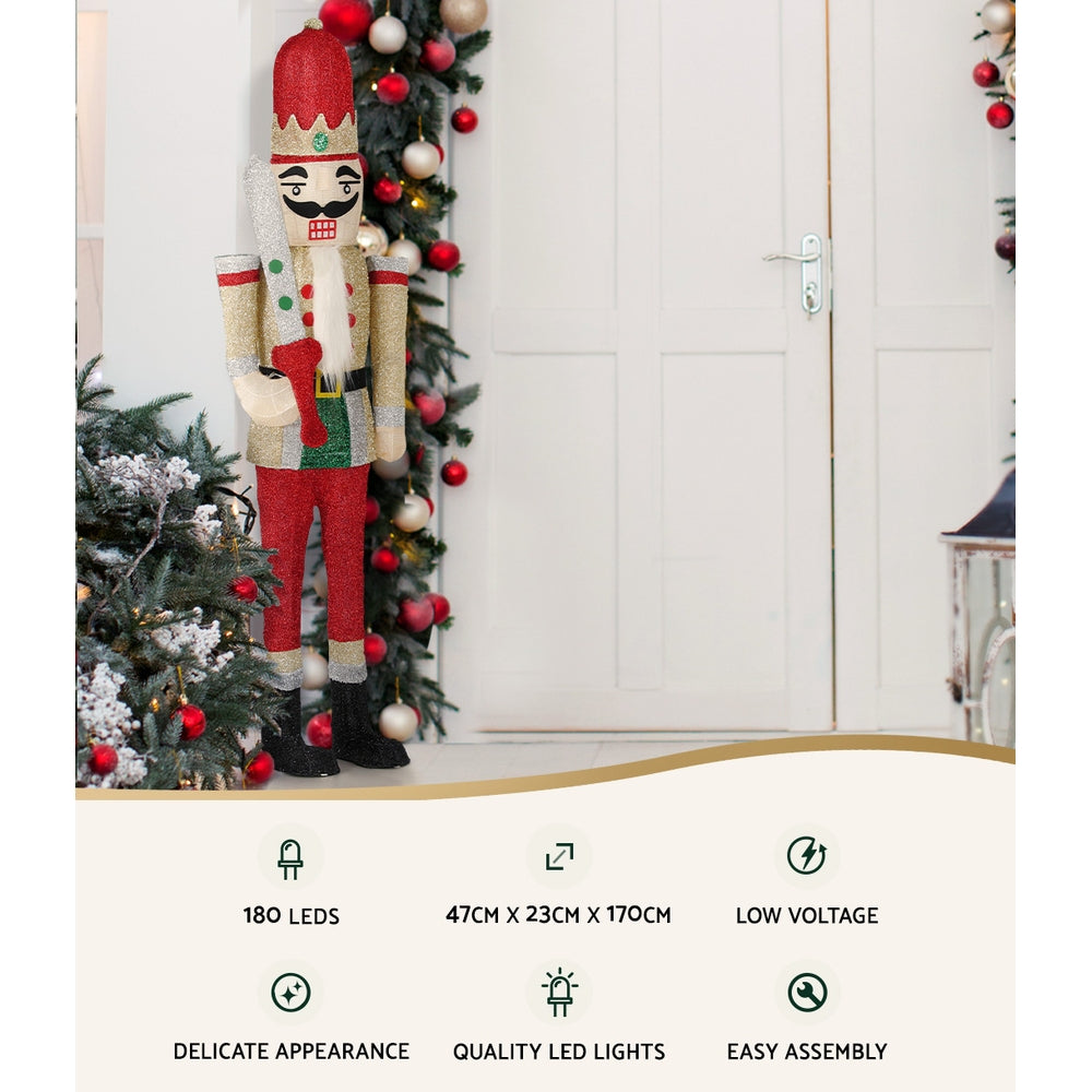 Christmas Lights 170cm Nutcracker 180 LED Fairy Light Decorations with low voltage, delicate design, and quality LED lights.