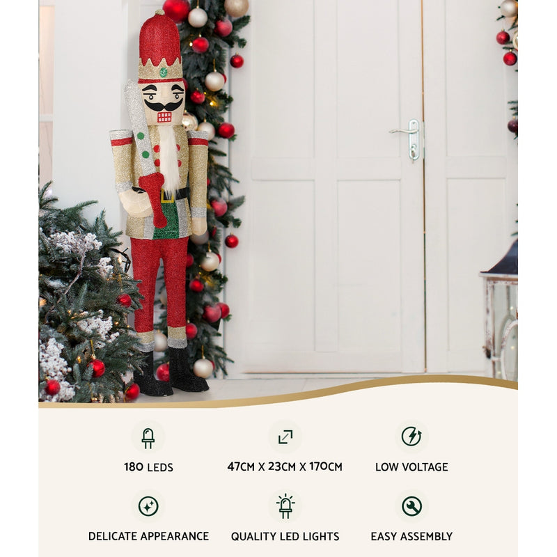 Christmas Lights 170cm Nutcracker 180 LED Fairy Light Decorations with low voltage, delicate design, and quality LED lights.