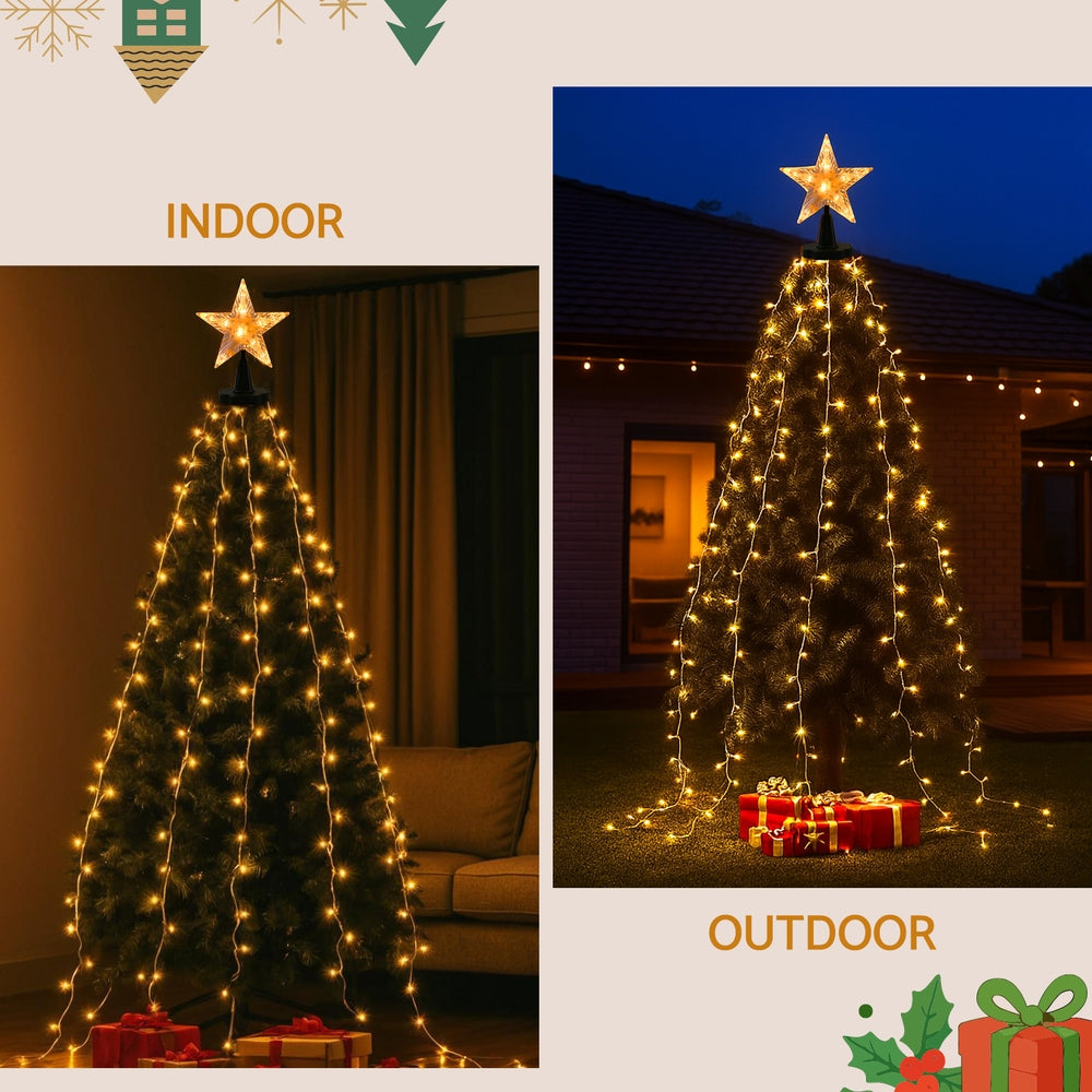 2.5M Christmas Lights Waterfall String Light 300 LED Star Topper