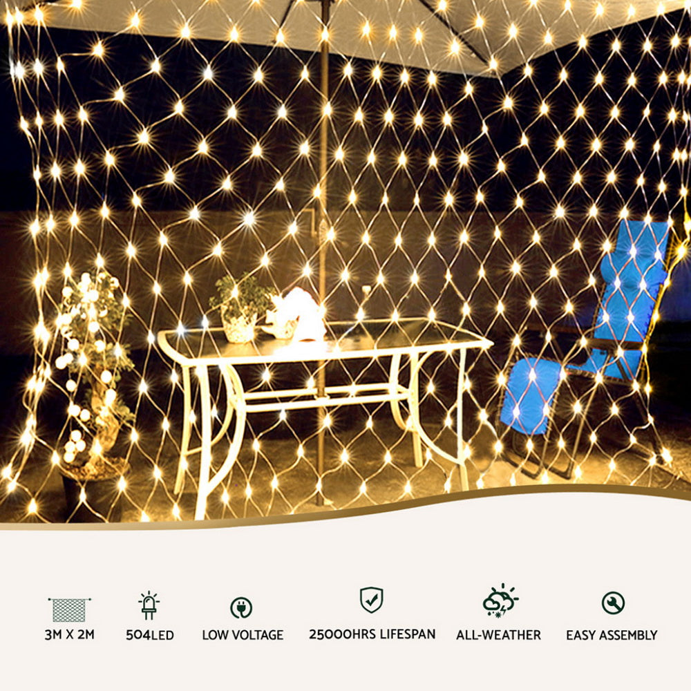 2Mx3M Christmas Lights Net String Light Decorations Warm 504 LED