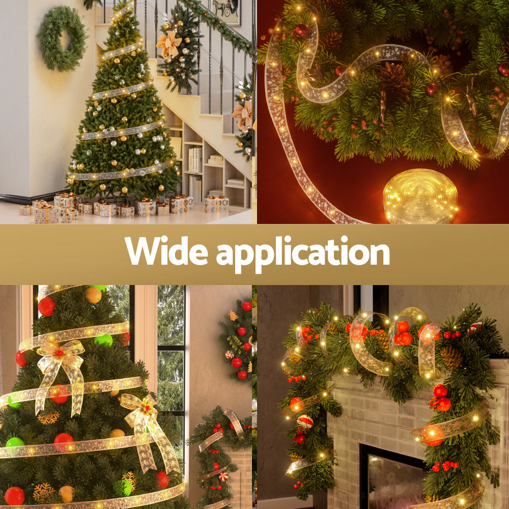 20M Christmas Lights Ribbon Fairy Light 200 LED Warm