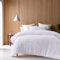 Seersucker White Cotton Quilt Cover Set Double