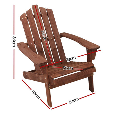 Adirondack Outdoor Chairs Wooden Beach Chair Patio Furniture Garden Brown - Furniture > Outdoor - Bedzy Australia