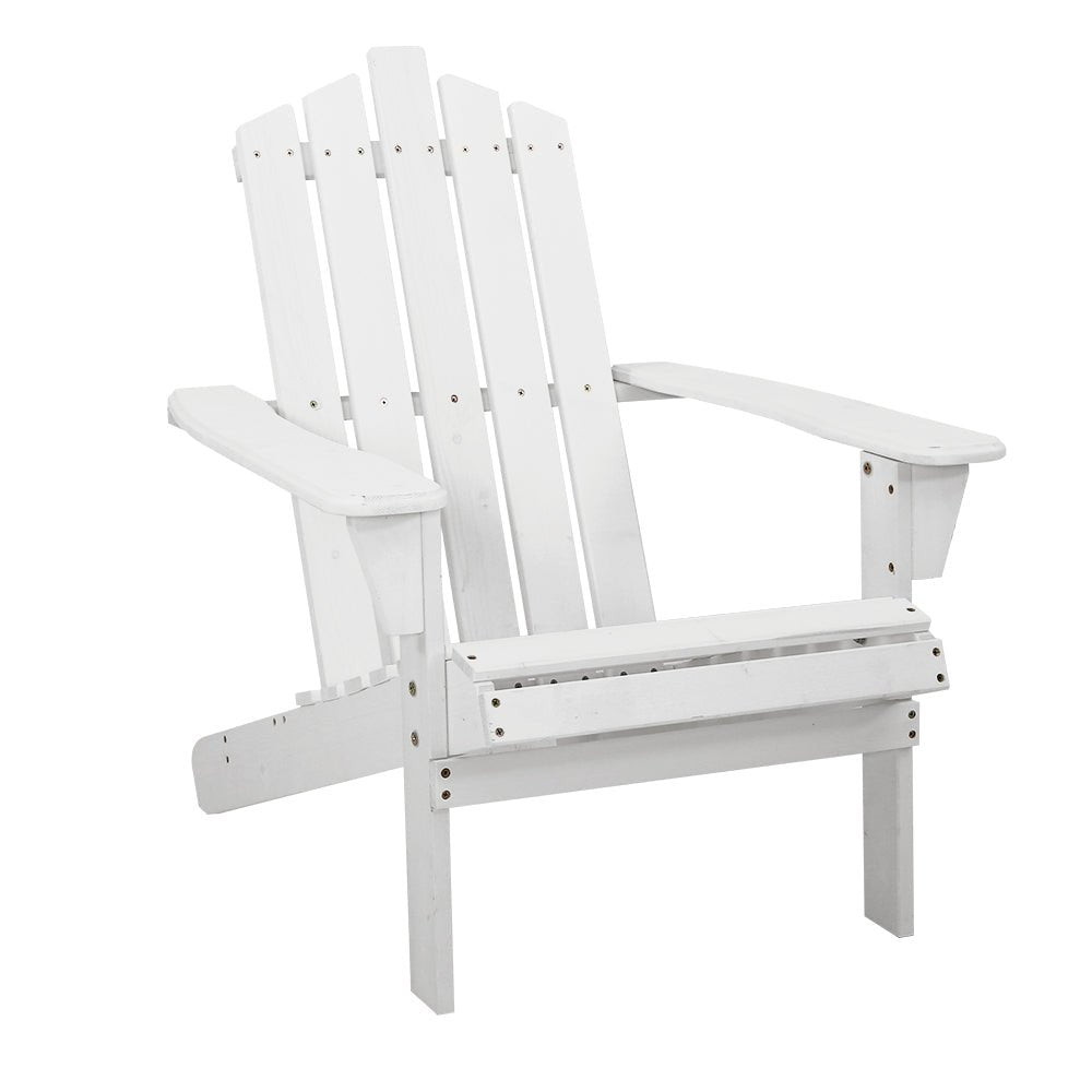 Adirondack Outdoor Chairs Wooden Beach Chair Patio Furniture Garden White - Furniture > Outdoor - Bedzy Australia