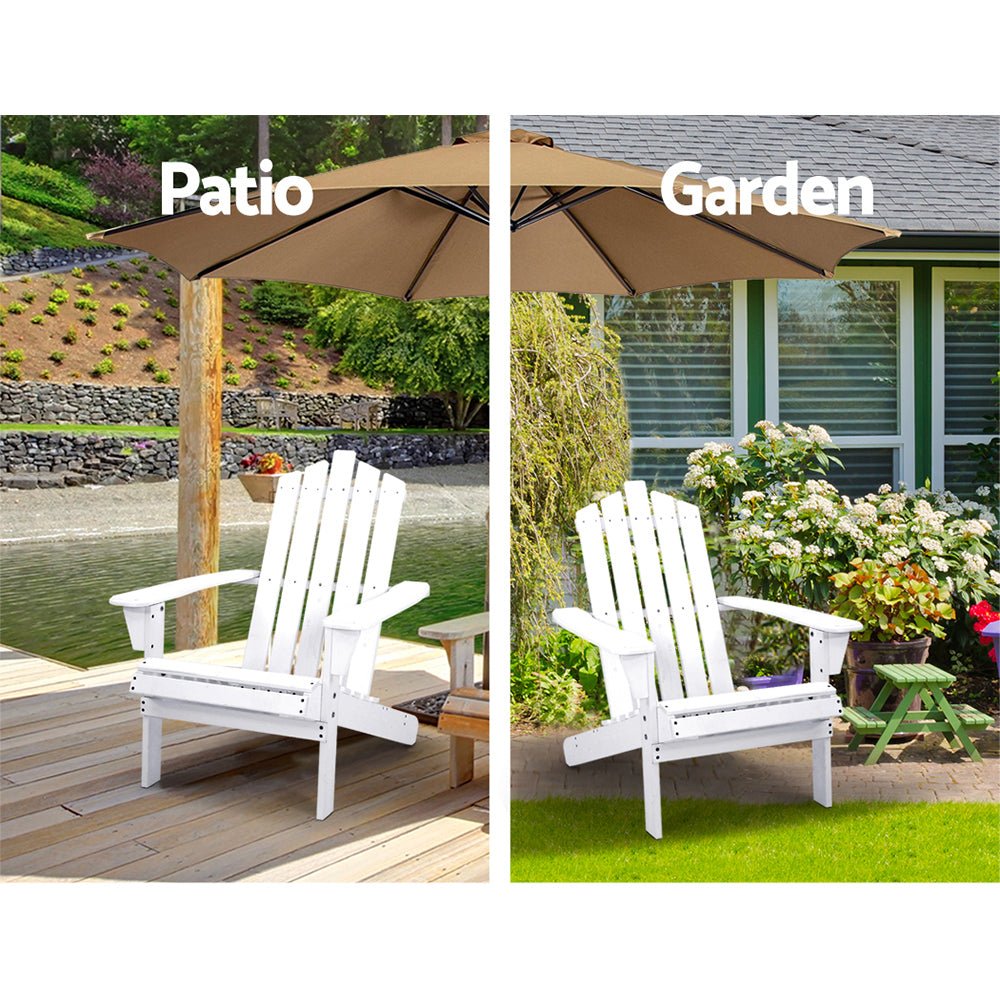 Adirondack Outdoor Chairs Wooden Beach Chair Patio Furniture Garden White - Furniture > Outdoor - Bedzy Australia