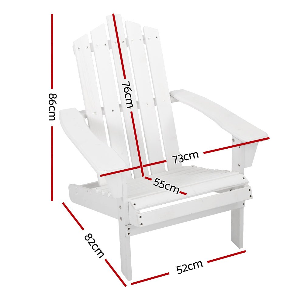 Adirondack Outdoor Chairs Wooden Beach Chair Patio Furniture Garden White - Furniture > Outdoor - Bedzy Australia
