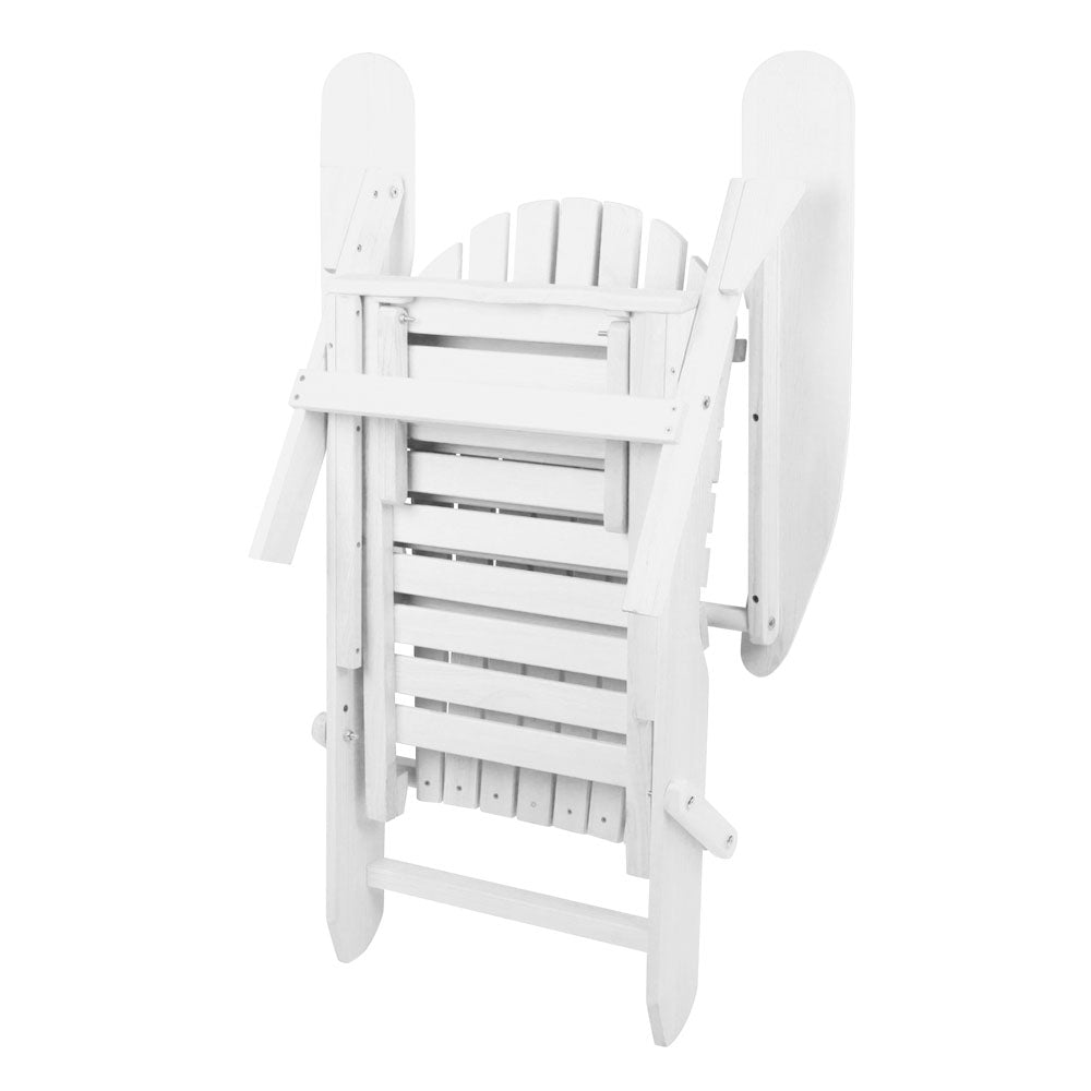 Adirondack Outdoor Chairs Wooden Foldable Sun Lounge Patio Furniture White - Furniture > Outdoor - Bedzy Australia