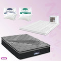 Double Comfort Package | Alanya Euro Top Mattress (Medium Firm), Deluxe Pillowtop Topper, 2 Deluxe & 2 Cooling Pillows