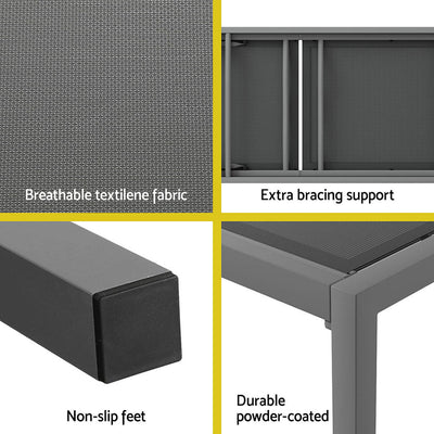 Aluminium Sun Lounger With Wheels Grey - Furniture > Outdoor - Bedzy Australia