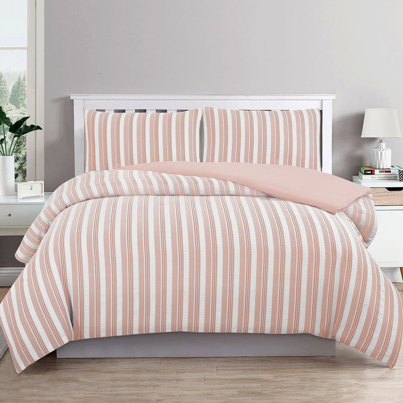 Ardor Cove Rose Dust (Similar to Peach color) Seersucker Waffle Quilt Cover Set Double - Home & Garden > Bedding - Bedzy Australia