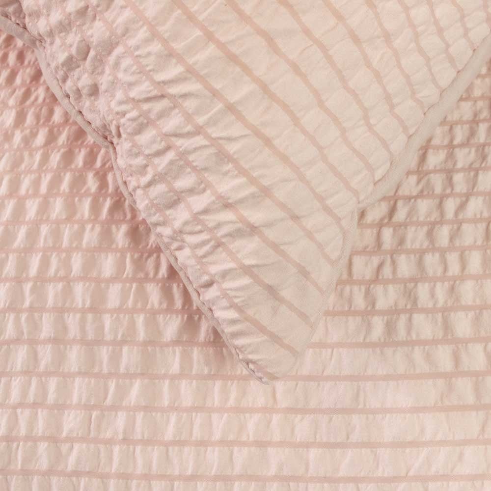 Ardor Ingrid Blush Seersucker Stripe Quilt Cover Set Single - Home & Garden > Bedding - Bedzy Australia