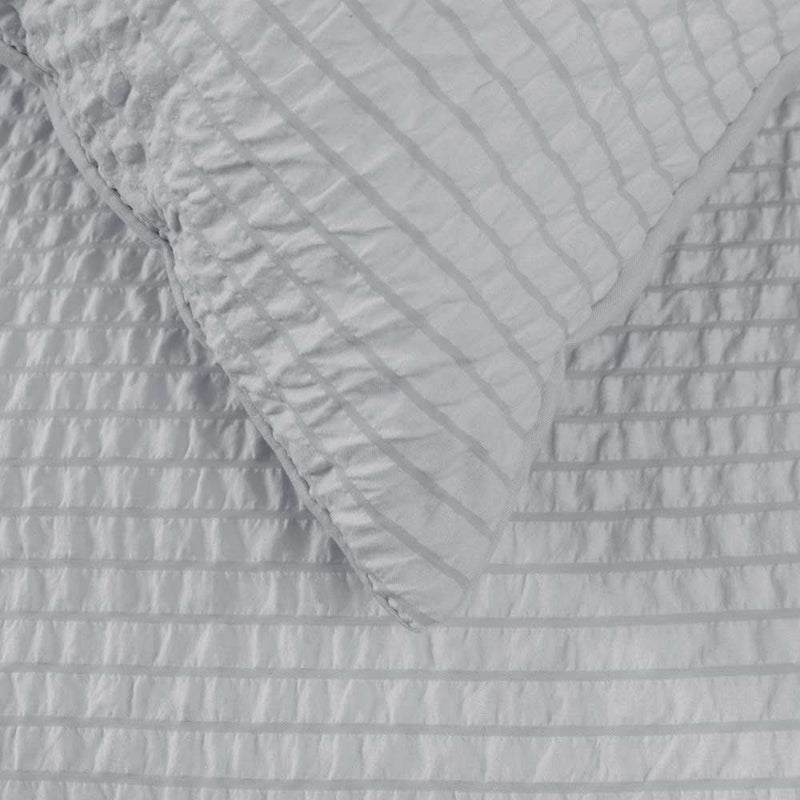 Ardor Ingrid Silver Seersucker Stripe Quilt Cover Set Queen - Home & Garden > Bedding - Bedzy Australia