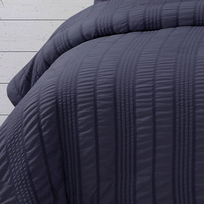Ardor Sommer Indigo Seersucker Stripe Quilt Cover Set Queen - Home & Garden > Bedding - Bedzy Australia