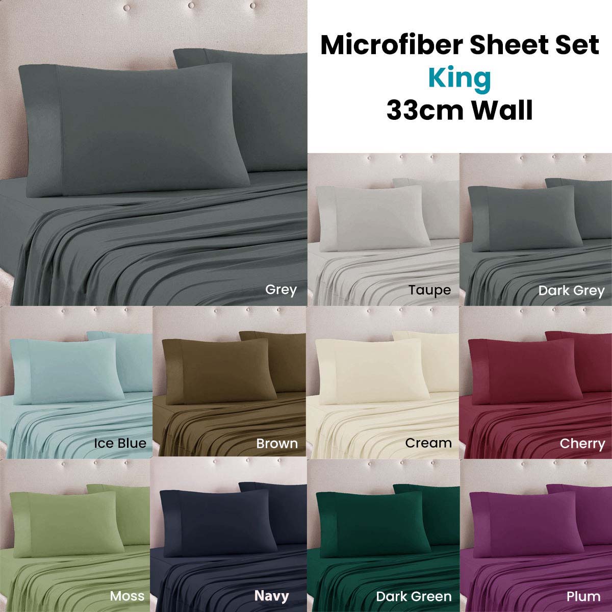 Art Terrace Microfiber Sheet Set King 33cm Wall Grey - Home & Garden > Bedding - Bedzy Australia