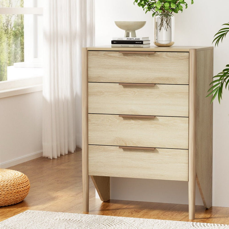 Artiss 4 Chest of Drawers - INEZ Oak - Furniture > Bedroom - Bedzy Australia